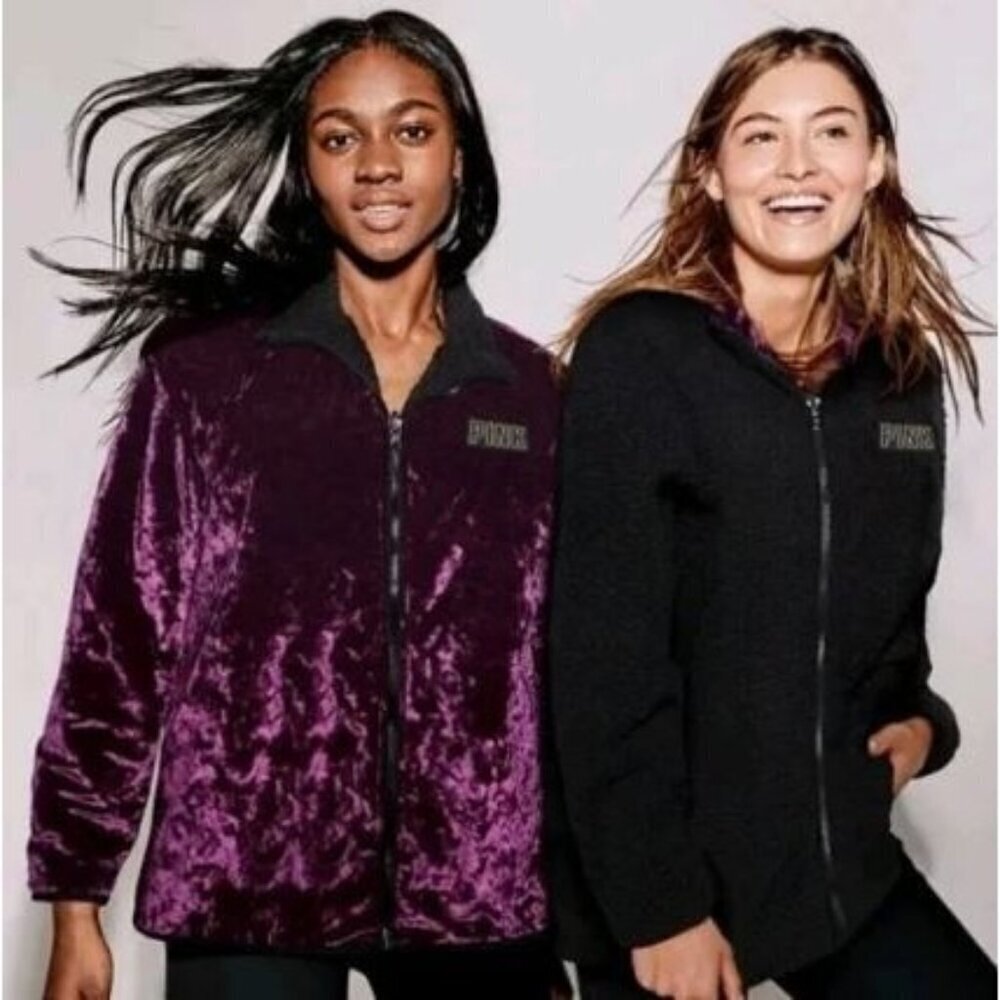 Victoria's Secret PINK Women's Purple Velvet Reversible  Sherpa Jacket Medium